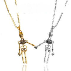 Skeleton Ghost Necklace Hand In Hand Pendant Couple Jewelry