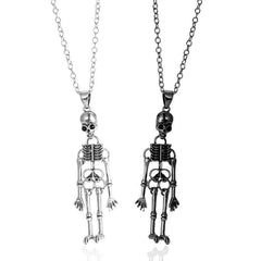 Skeleton Ghost Necklace Hand In Hand Pendant Couple Jewelry