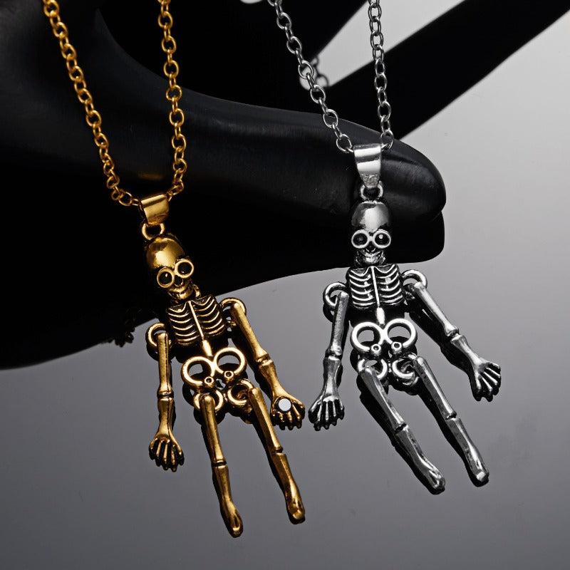 Skeleton Ghost Necklace Hand In Hand Pendant Couple Jewelry
