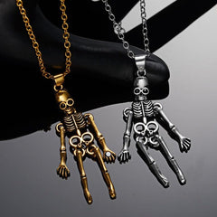 Skeleton Ghost Necklace Hand In Hand Pendant Couple Jewelry