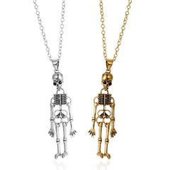 Skeleton Ghost Necklace Hand In Hand Pendant Couple Jewelry