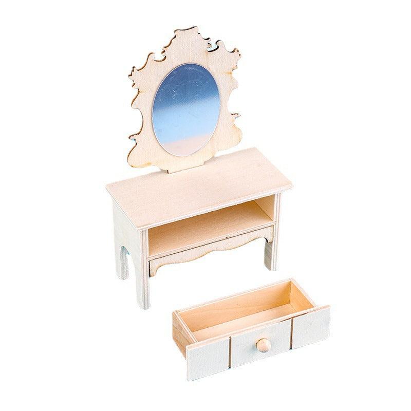 Hand Painted Dressing Table With Mirror Storage Box Girls Toy