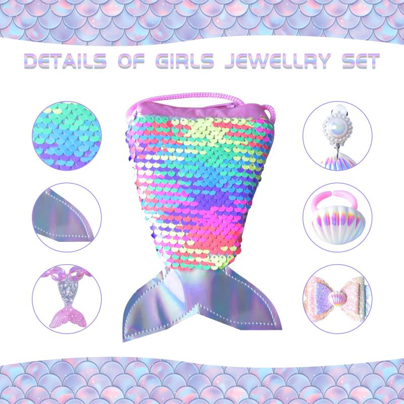 7pcs Mermaid Girls Jewelry Set Kids Jewellery Toy Kit