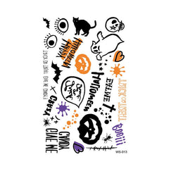 4 Sheets Halloween Tattoo Stickers, Pumpkin Skull Bat Cross Temporary Tattoo