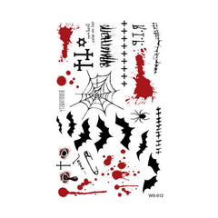 4 Sheets Halloween Tattoo Stickers, Pumpkin Skull Bat Cross Temporary Tattoo