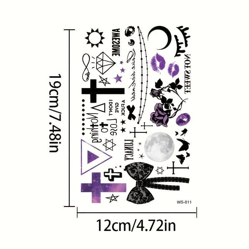 4 Sheets Halloween Tattoo Stickers, Pumpkin Skull Bat Cross Temporary Tattoo