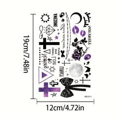 4 Sheets Halloween Tattoo Stickers, Pumpkin Skull Bat Cross Temporary Tattoo