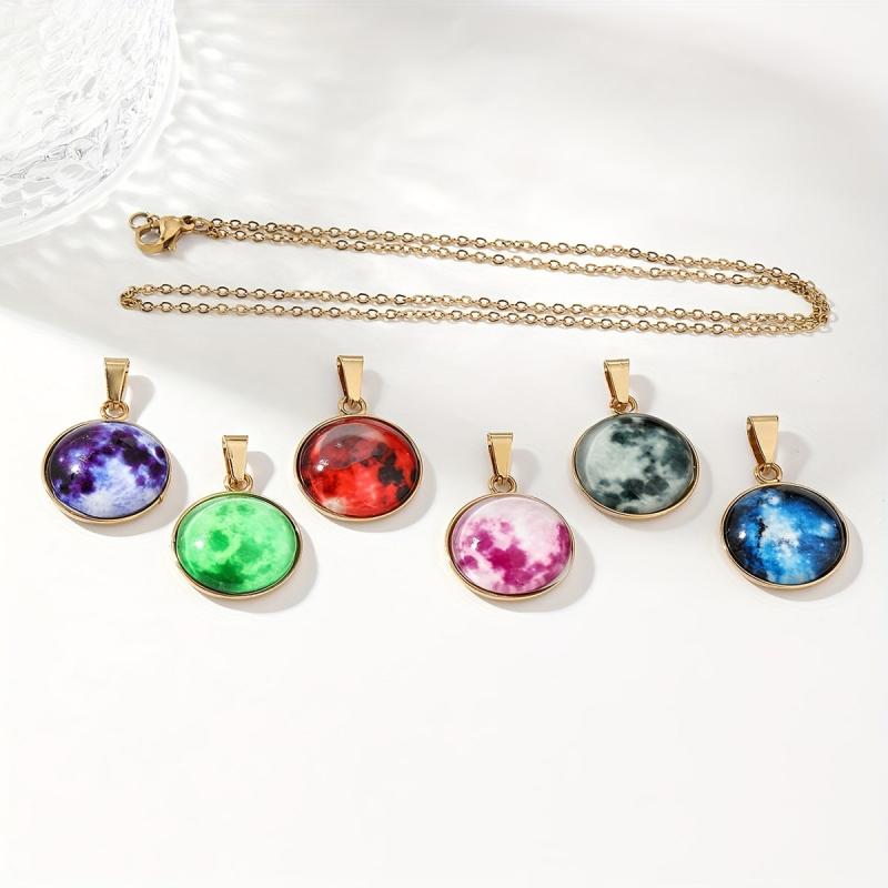 6 Starry Sky Luminous Steel Pendants + Necklace - Brightest Star