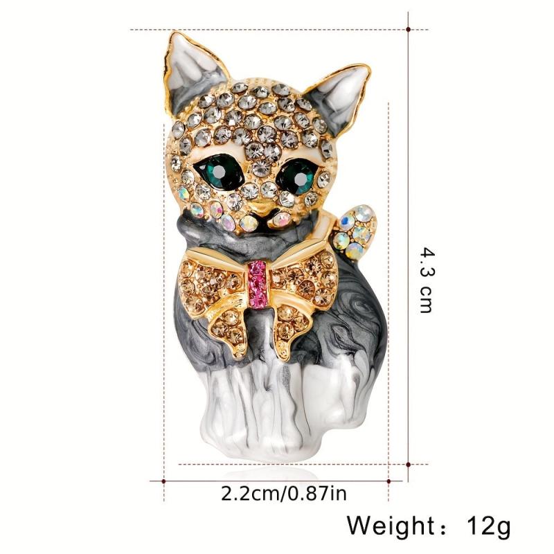 Artificial Diamond Cat Brooch Animal Chest Flower Accessories