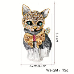 Artificial Diamond Cat Brooch Animal Chest Flower Accessories