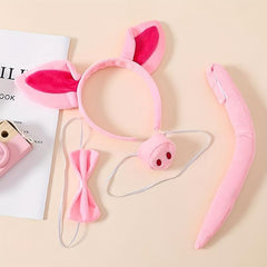 Pig Nose Ears Tail Set Halloween Costume Accessories Pink