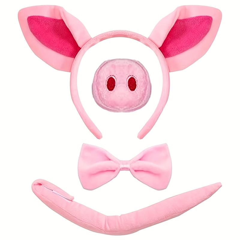 Pig Nose Ears Tail Set Halloween Costume Accessories Pink