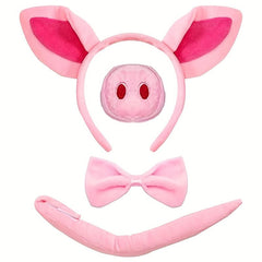 Pig Nose Ears Tail Set Halloween Costume Accessories Pink