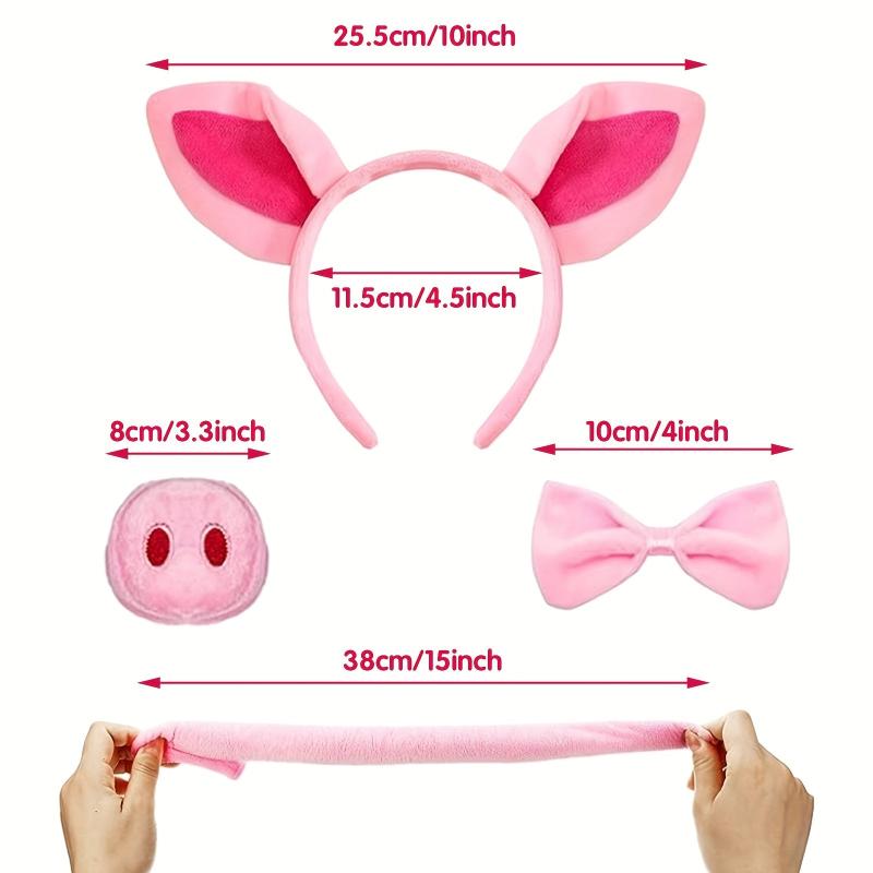 Pig Nose Ears Tail Set Halloween Costume Accessories Pink
