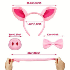 Pig Nose Ears Tail Set Halloween Costume Accessories Pink