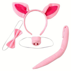 Pig Nose Ears Tail Set Halloween Costume Accessories Pink