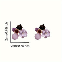 Girls Flower Shape Stud Earrings Zircon Ear Jewelry
