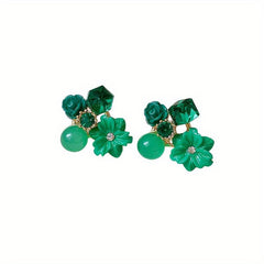 Girls Flower Shape Stud Earrings Zircon Ear Jewelry