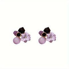 Girls Flower Shape Stud Earrings Zircon Ear Jewelry
