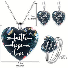 Heart shaped English Pendant Set - Christmas Wedding Anniversary Gift