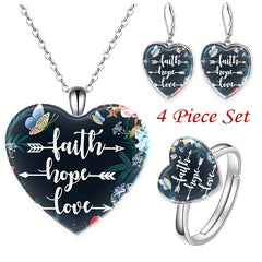 Heart shaped English Pendant Set - Christmas Wedding Anniversary Gift