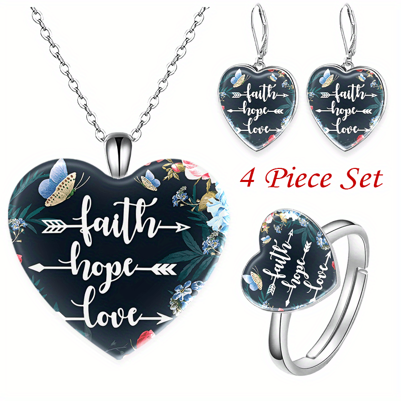 Heart shaped English Pendant Set - Christmas Wedding Anniversary Gift