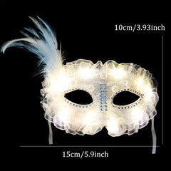 Feather Makeup Mask LED Light Mask for Girls