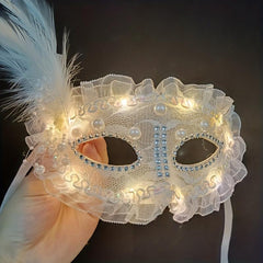 Feather Makeup Mask LED Light Mask for Girls