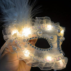 Feather Makeup Mask LED Light Mask for Girls