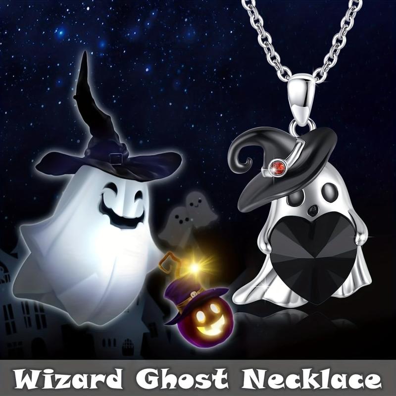Cartoon Ghost Pendant Necklace Halloween Gift For Girls