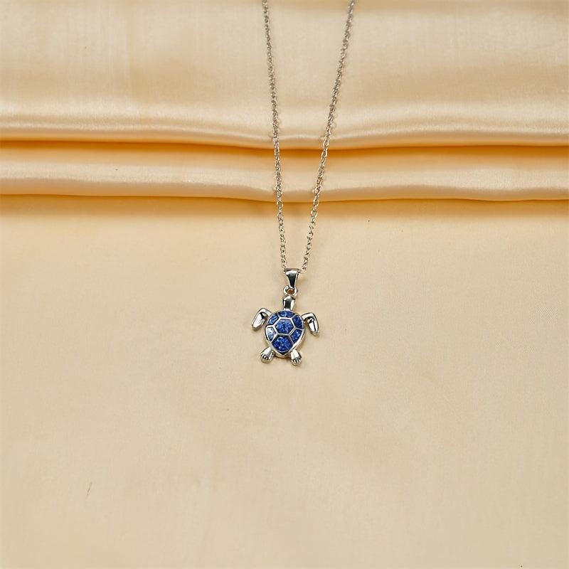 Opal Turtle Pendant Necklace Boho Chic Jewelry