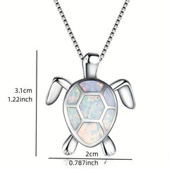 Opal Turtle Pendant Necklace Boho Chic Jewelry