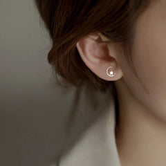 Silvery Plated Star Moon Stud Earrings Daily Jewelry