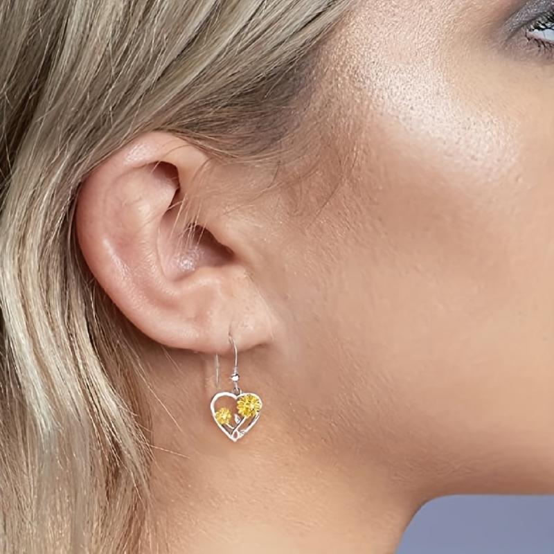 Sunflower Heart Pendant Earrings for All Occasions