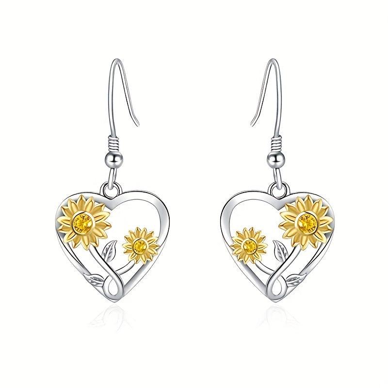 Sunflower Heart Pendant Earrings for All Occasions