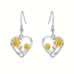 Sunflower Heart Pendant Earrings for All Occasions