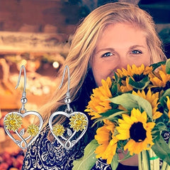 Sunflower Heart Pendant Earrings for All Occasions