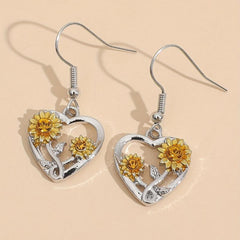 Sunflower Heart Pendant Earrings for All Occasions