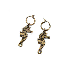 Retro Punk Bronze Earrings Dolphin Sun Seahorse Spider Earrings