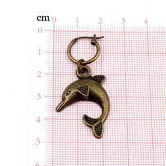 Retro Punk Bronze Earrings Dolphin Sun Seahorse Spider Earrings