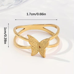 Stainless Steel Butterfly Ring for Women