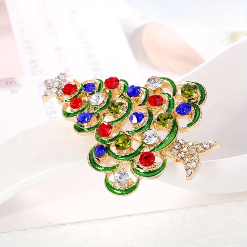 Christmas Tree Brooch Alloy Artificial Diamond Brooch Christmas Gift