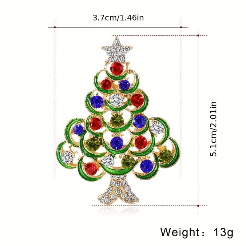 Christmas Tree Brooch Alloy Artificial Diamond Brooch Christmas Gift