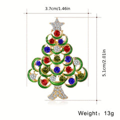 Christmas Tree Brooch Alloy Artificial Diamond Brooch Christmas Gift