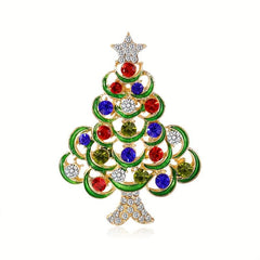 Christmas Tree Brooch Alloy Artificial Diamond Brooch Christmas Gift