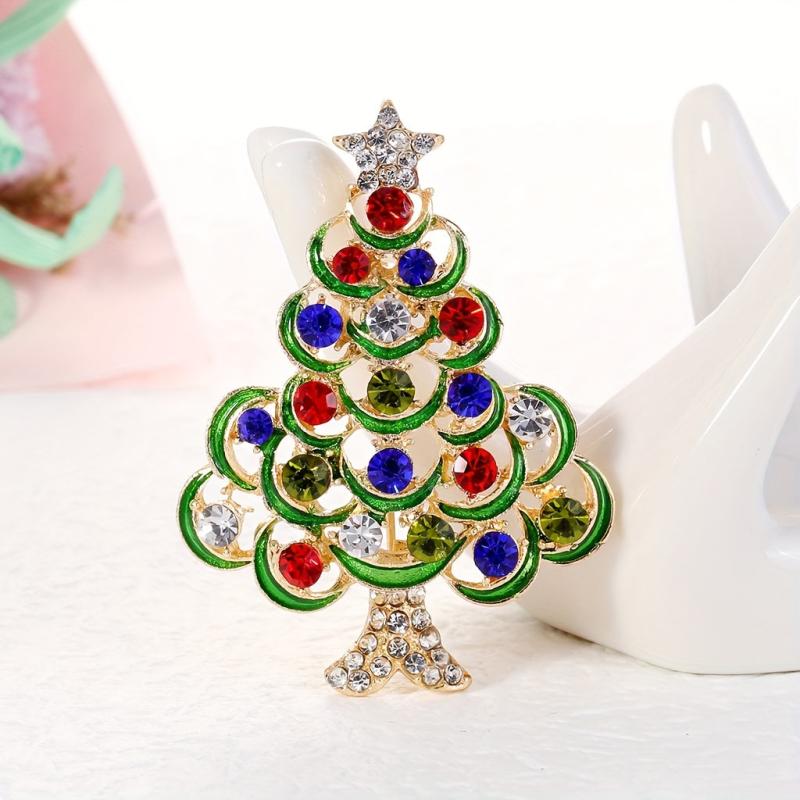 Christmas Tree Brooch Alloy Artificial Diamond Brooch Christmas Gift