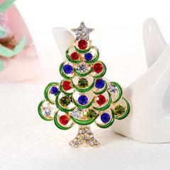 Christmas Tree Brooch Alloy Artificial Diamond Brooch Christmas Gift