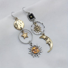 Mythology Sun Moon Earrings Asymmetric Party Jewelry
