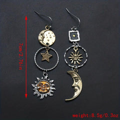 Mythology Sun Moon Earrings Asymmetric Party Jewelry