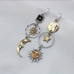 Mythology Sun Moon Earrings Asymmetric Party Jewelry